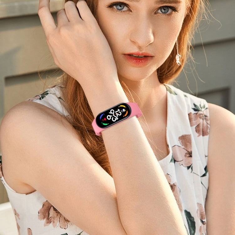 For Xiaomi Mi Band 7 / 6 / 5 / 4 / 3 Solid Color Marine Silicone Breathable Watch Band(Pink) - Smart Wear by PMC TechLife | Online Shopping South Africa | PMC TechLife