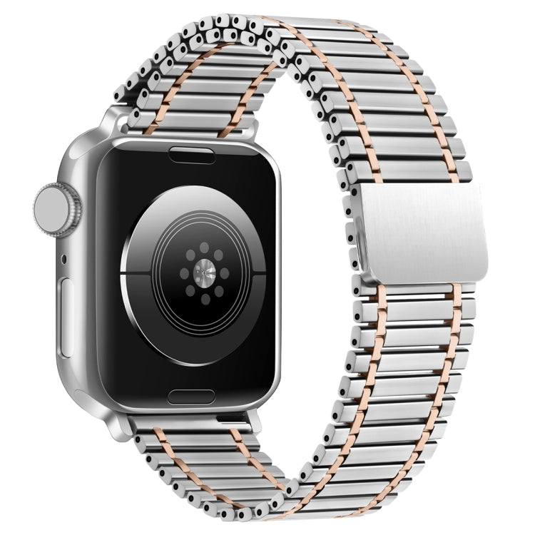 Chain Magnetic Stainless Steel Watch Band For Apple Watch Series 8&7 41mm / SE 2&6&SE&5&4 40mm / 3&2&1 38mm(Silver+Rose Gold) - Smart Wear by PMC TechLife | Online Shopping South Africa | PMC TechLife