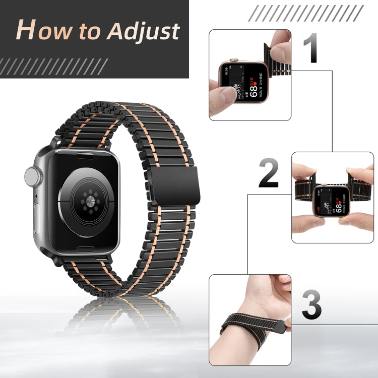 Chain Magnetic Stainless Steel Watch Band For Apple Watch Series 8&7 41mm / SE 2&6&SE&5&4 40mm / 3&2&1 38mm(Rose Gold) - Smart Wear by PMC TechLife | Online Shopping South Africa | PMC TechLife