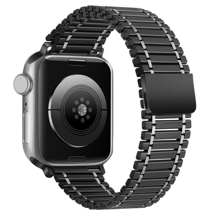 Chain Magnetic Stainless Steel Watch Band For Apple Watch Ultra 49mm / Series 8&7 45mm / SE 2&6&SE&5&4 44mm / 3&2&1 42mm(Black+Silver) - Smart Wear by PMC TechLife | Online Shopping South Africa | PMC TechLife