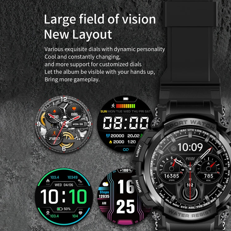 LC16 1.32 inch IP68 Waterproof Sports Outdoor Sport Smart Watch, Support Bluetooth Calling / Heart Rate Monitoring(Black) - Smart Wear by PMC TechLife | Online Shopping South Africa | PMC TechLife