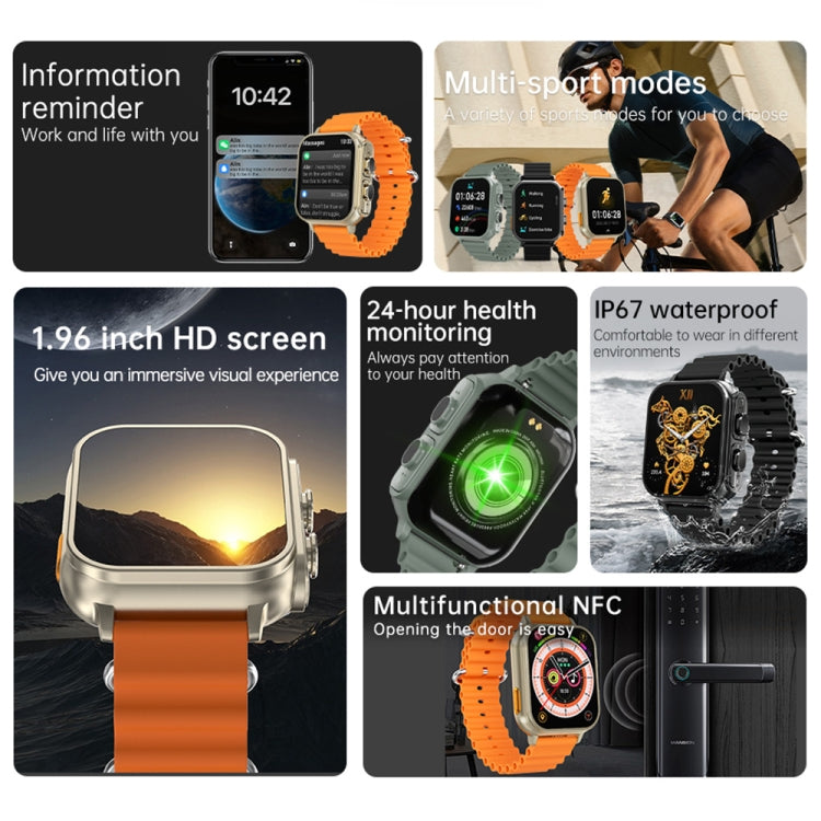 N22 2 in 1 1.96 inch HD Display Sport Bluetooth Call Earphone Smart Watch(Orange) - Smart Wear by PMC TechLife | Online Shopping South Africa | PMC TechLife