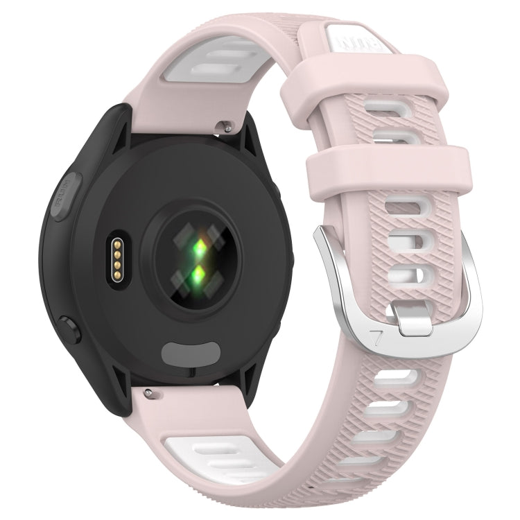 For Garmin Forerunner 265S 18mm Sports Two-Color Steel Buckle Silicone Watch Band(Pink+White) - Smart Wear by PMC TechLife | Online Shopping South Africa | PMC TechLife