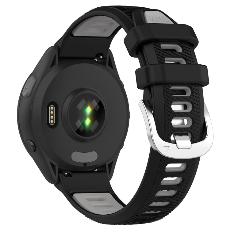 For Garmin Forerunner 265S 18mm Sports Two-Color Steel Buckle Silicone Watch Band(Black+Grey) - Smart Wear by PMC TechLife | Online Shopping South Africa | PMC TechLife