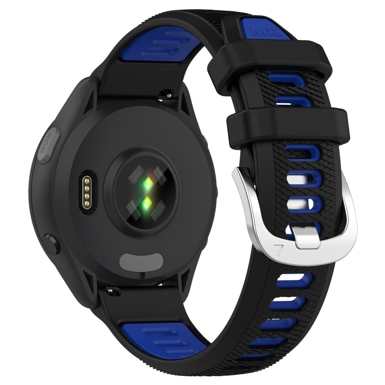 For Garmin Forerunner 265S 18mm Sports Two-Color Steel Buckle Silicone Watch Band(Black+Blue) - Smart Wear by PMC TechLife | Online Shopping South Africa | PMC TechLife