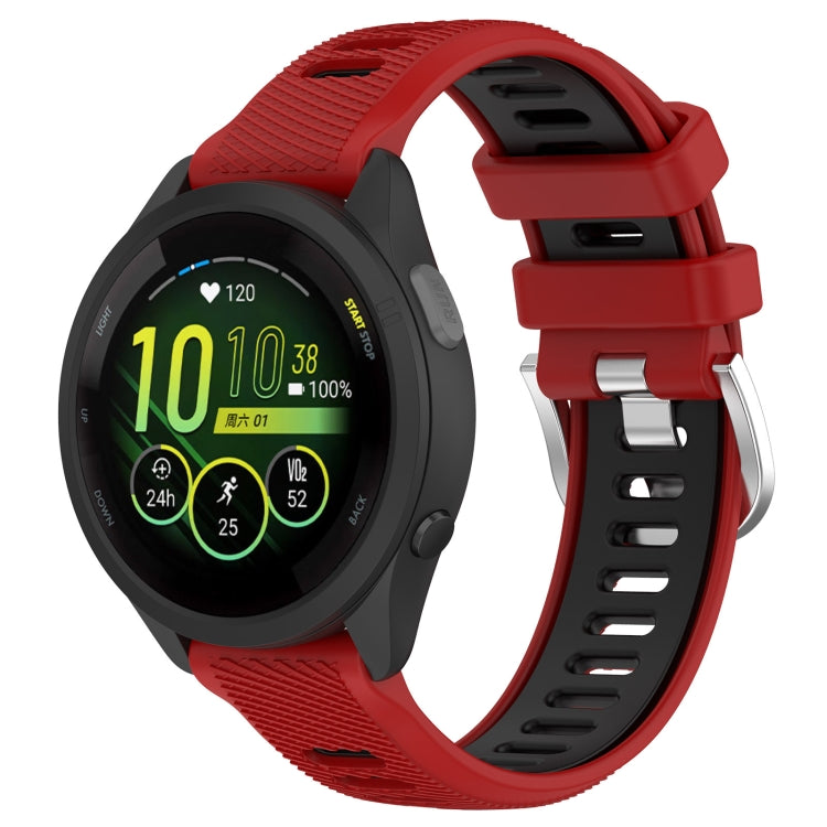 For Garmin Forerunner 265S 18mm Sports Two-Color Steel Buckle Silicone Watch Band(Red+Black) - Smart Wear by PMC TechLife | Online Shopping South Africa | PMC TechLife