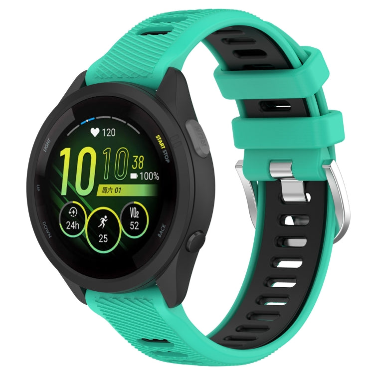 For Garmin Forerunner 265S 18mm Sports Two-Color Steel Buckle Silicone Watch Band(Lake Blue+Black) - Smart Wear by PMC TechLife | Online Shopping South Africa | PMC TechLife