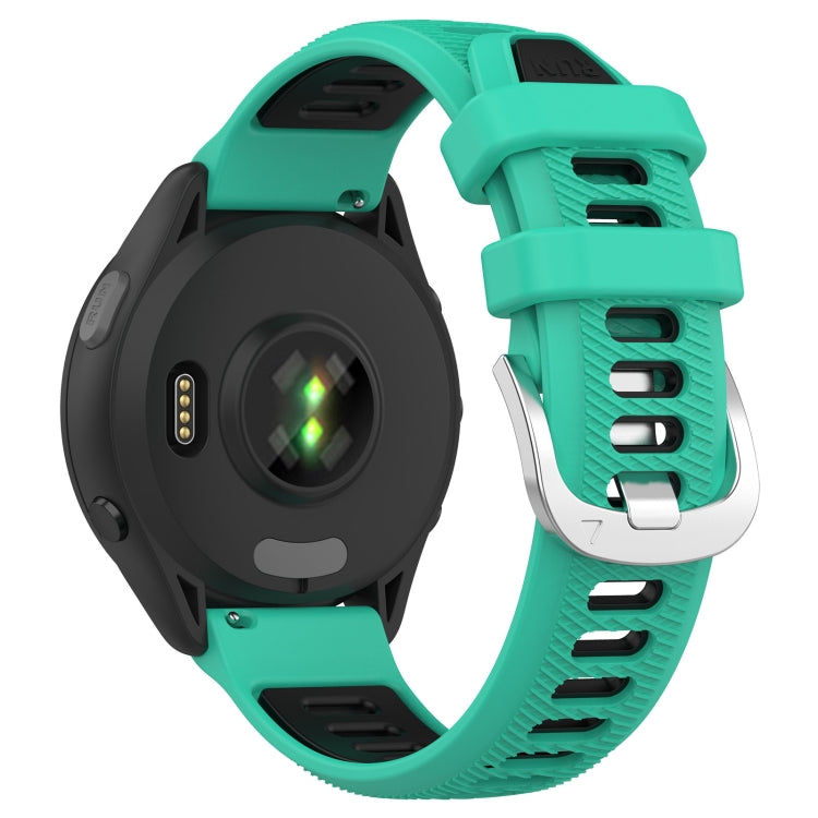 For Garmin Forerunner 265S 18mm Sports Two-Color Steel Buckle Silicone Watch Band(Lake Blue+Black) - Smart Wear by PMC TechLife | Online Shopping South Africa | PMC TechLife