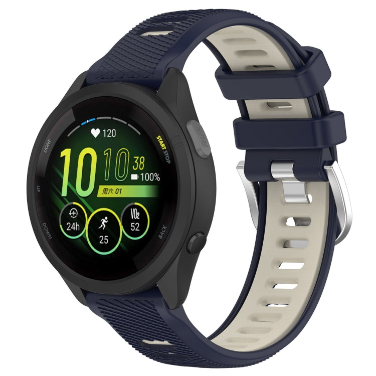 For Garmin Forerunner 265S 18mm Sports Two-Color Steel Buckle Silicone Watch Band(Midnight Blue+Starlight) - Smart Wear by PMC TechLife | Online Shopping South Africa | PMC TechLife
