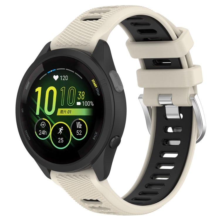 For Garmin Forerunner 265S 18mm Sports Two-Color Steel Buckle Silicone Watch Band(Starlight+Black) - Smart Wear by PMC TechLife | Online Shopping South Africa | PMC TechLife