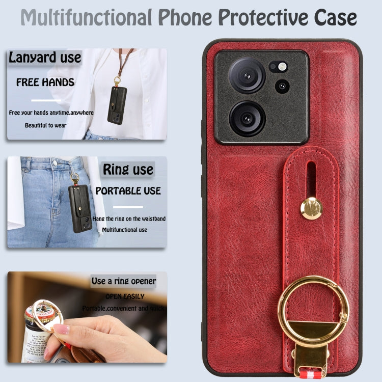 For Xiaomi 13T / 13T Pro / Redmi K60 Ultra Wristband Leather Back Phone Case(Red) - Xiaomi Cases by PMC TechLife | Online Shopping South Africa | PMC TechLife | Buy Now Pay Later Mobicred