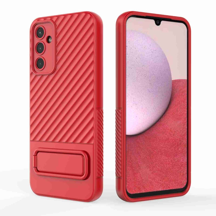 For Samsung Galaxy A14 5G Wavy Texture TPU Phone Case with Lens Film(Red) - free shipping - PMC TechLife - Order now!