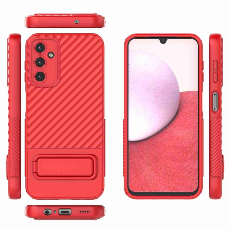For Samsung Galaxy A14 5G Wavy Texture TPU Phone Case with Lens Film(Red) - free shipping - PMC TechLife - Order now!