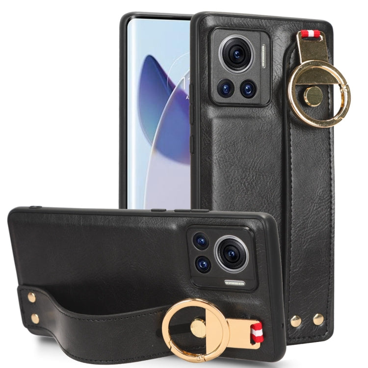 For Motorola Edge 30 Ultra Wristband Leather Back Phone Case(Black) - free shipping - PMC TechLife - Order now!