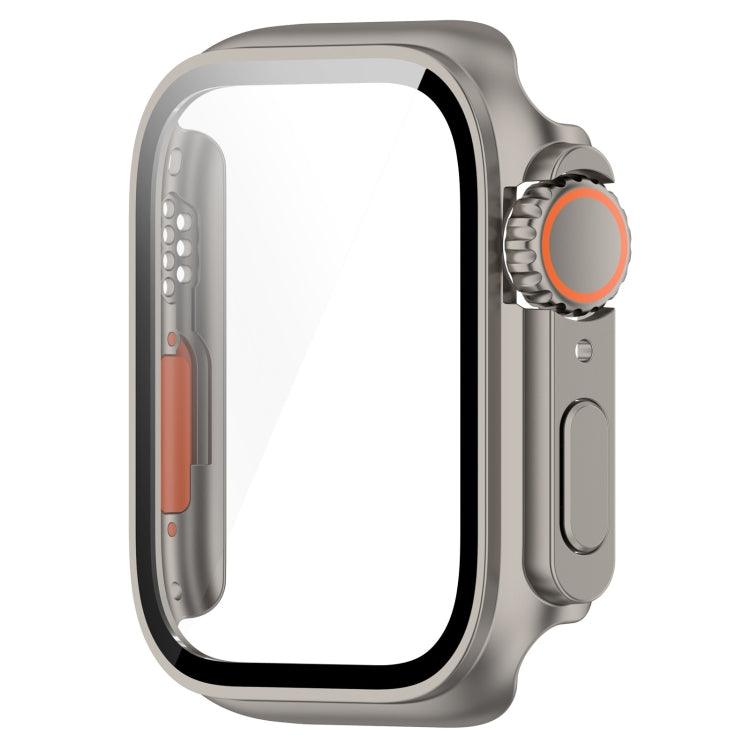 For Apple Watch Series 8 & 7 41mm Tempered Film + PC Integrated Watch Protective Case(Titanium Steel) -  by PMC TechLife | Online Shopping South Africa | PMC TechLife