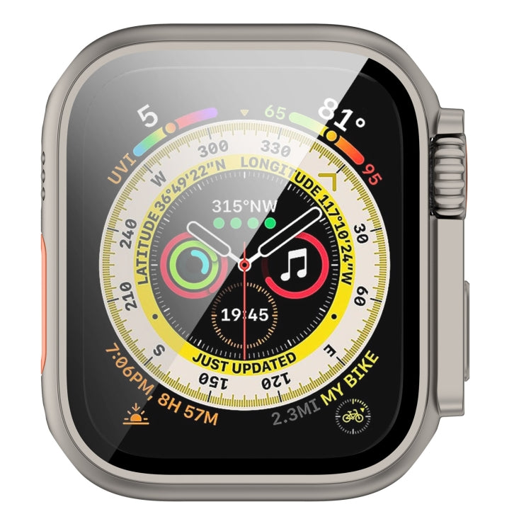 For Apple Watch Series 8 & 7 41mm Tempered Film + PC Integrated Watch Protective Case(Titanium Steel) -  by PMC TechLife | Online Shopping South Africa | PMC TechLife