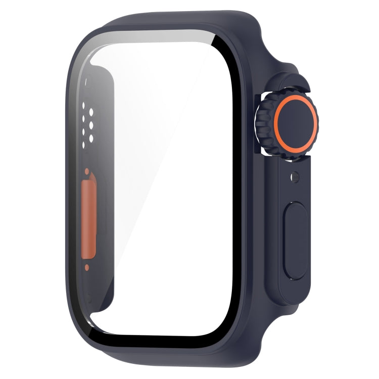 For Apple Watch Series 8 & 7 41mm Tempered Film + PC Integrated Watch Protective Case(Midnight Blue) -  by PMC TechLife | Online Shopping South Africa | PMC TechLife