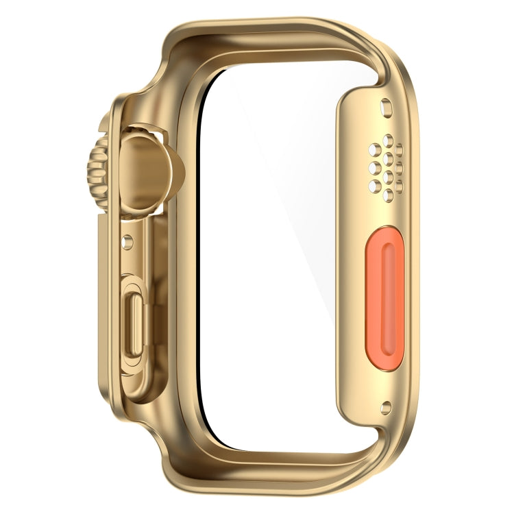 For Apple Watch Series 8 & 7 41mm Tempered Film + PC Integrated Watch Protective Case(Champagne Gold) - Watch Cases by PMC TechLife | Online Shopping South Africa | PMC TechLife