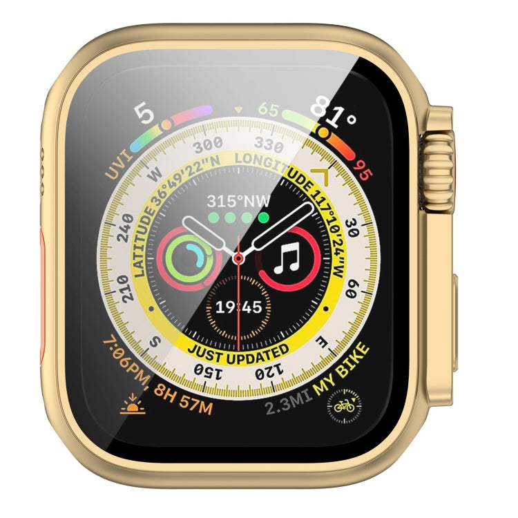 For Apple Watch Series 8 & 7 41mm Tempered Film + PC Integrated Watch Protective Case(Champagne Gold) - Watch Cases by PMC TechLife | Online Shopping South Africa | PMC TechLife