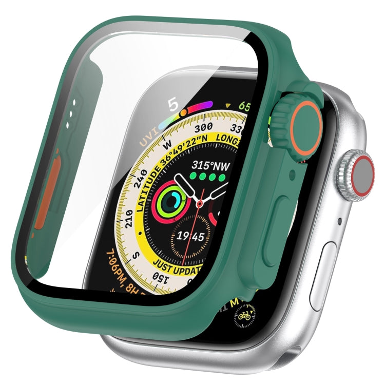 For Apple Watch Series SE 2 / 6 / SE / 5 / 4 44mm Tempered Film + PC Integrated Watch Protective Case(Green) - Watch Cases by PMC TechLife | Online Shopping South Africa | PMC TechLife