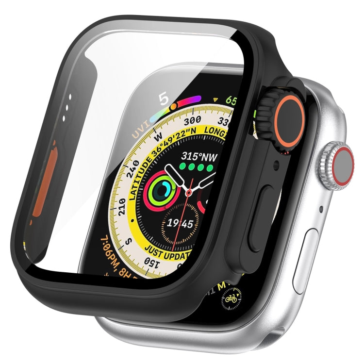 For Apple Watch Series 8 & 7 45mm Tempered Film + PC Integrated Watch Protective Case(Black) -  by PMC TechLife | Online Shopping South Africa | PMC TechLife