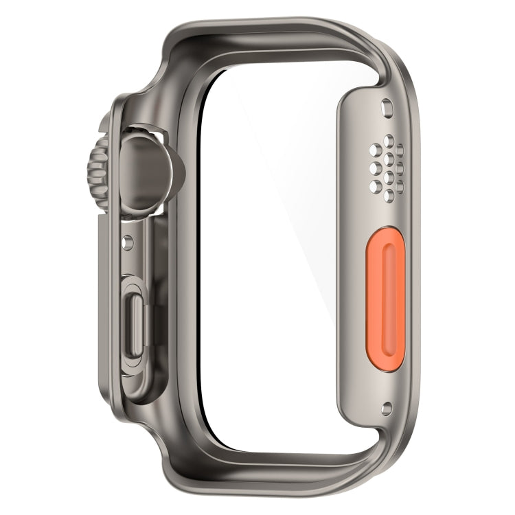 For Apple Watch Series 8 & 7 45mm Tempered Film + PC Integrated Watch Protective Case(Titanium Steel) -  by PMC TechLife | Online Shopping South Africa | PMC TechLife