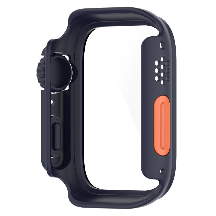 For Apple Watch Series 8 & 7 45mm Tempered Film + PC Integrated Watch Protective Case(Midnight Blue) -  by PMC TechLife | Online Shopping South Africa | PMC TechLife