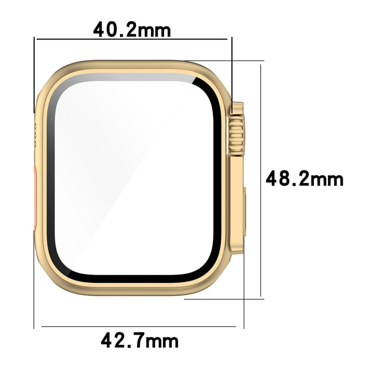 For Apple Watch Series 8 & 7 45mm Tempered Film + PC Integrated Watch Protective Case(Starlight Color) - Watch Cases by PMC TechLife | Online Shopping South Africa | PMC TechLife