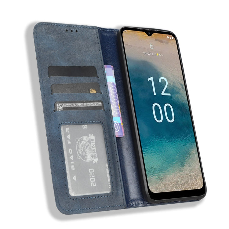 For Nokia G22 4G Magnetic Buckle Retro Texture Leather Phone Case(Blue) - free shipping - PMC TechLife - Order now!