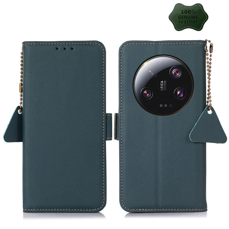 For Xiaomi 13 Ultra Side-Magnetic TJ Genuine Leather RFID Phone Case(Green) - free shipping - PMC TechLife - Order now!