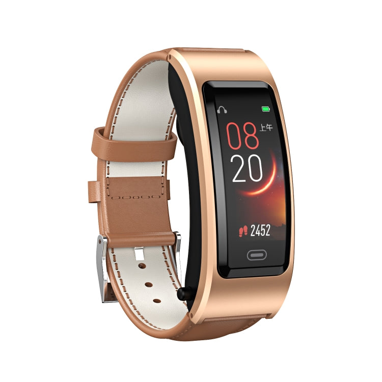 B7 Bluetooth Earphone Smart Bracelet, Support Sleep Monitoring / Blood Oxygen Monitoring / Heart Rate Monitoring(Gold + Brown Leather Belt) -  by PMC TechLife | Online Shopping South Africa | PMC TechLife