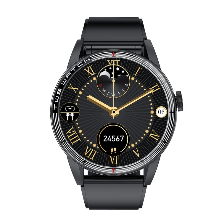 R6 1.32 inch Round Screen 2 in 1 Bluetooth Earphone Smart Watch, Support Bluetooth Call / Health Monitoring(Black Silicone Strap) - Smart Watches by PMC TechLife | Online Shopping South Africa | PMC TechLife