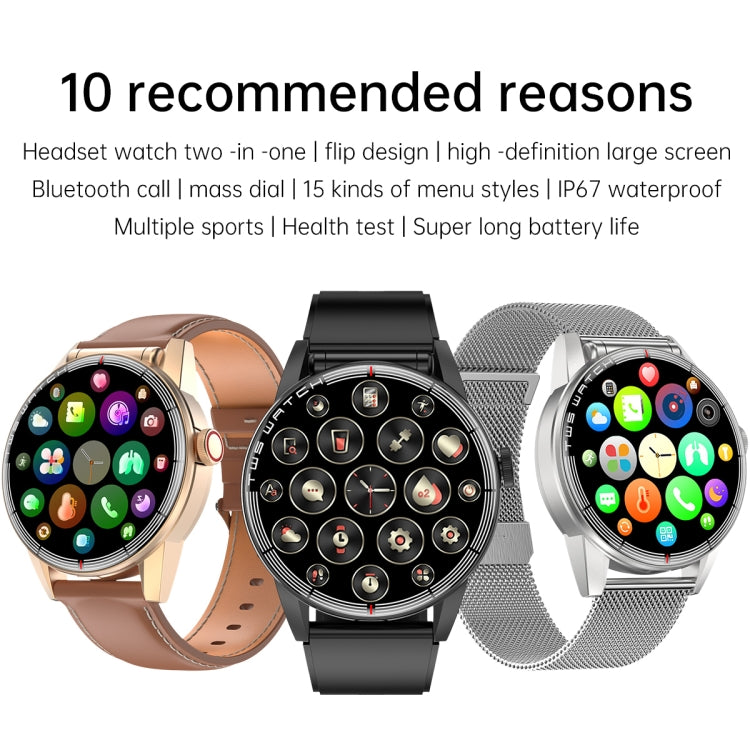 R6 1.32 inch Round Screen 2 in 1 Bluetooth Earphone Smart Watch, Support Bluetooth Call / Health Monitoring(Silver Steel Strap) -  by PMC TechLife | Online Shopping South Africa | PMC TechLife