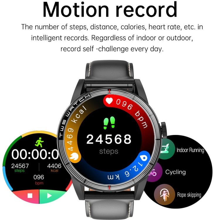 R6 1.32 inch Round Screen 2 in 1 Bluetooth Earphone Smart Watch, Support Bluetooth Call / Health Monitoring(Brown Leather Strap) -  by PMC TechLife | Online Shopping South Africa | PMC TechLife