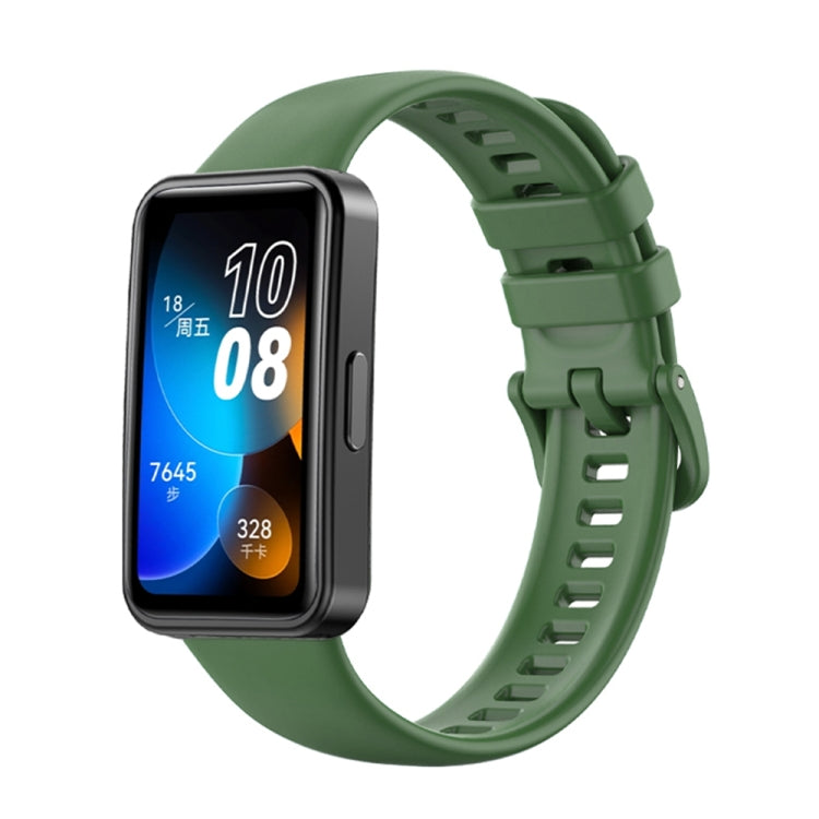 For Huawei Band 8 16mm Solid Color Silicone Replacement Watch Band(Dark Green) - Watch Bands by PMC TechLife | Online Shopping South Africa | PMC TechLife