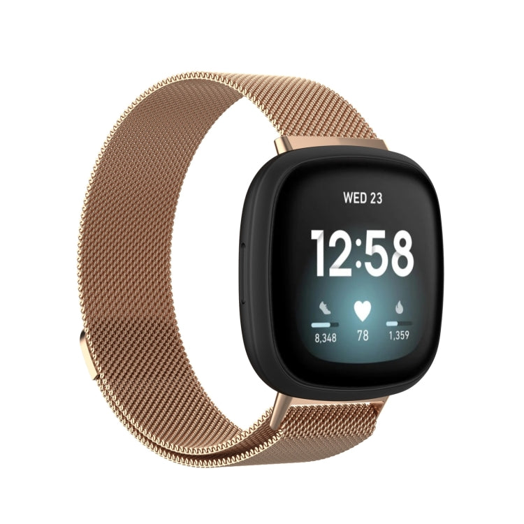 For Fitbit Versa 4 Milanese Magnetic Metal Weave Watchband, Small Size(Rose Gold) - Watch Bands by PMC TechLife | Online Shopping South Africa | PMC TechLife