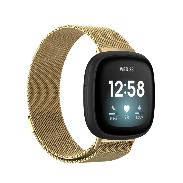 For Fitbit Versa 4 Milanese Magnetic Metal Weave Watchband, Small Size(Gold) -  by PMC TechLife | Online Shopping South Africa | PMC TechLife