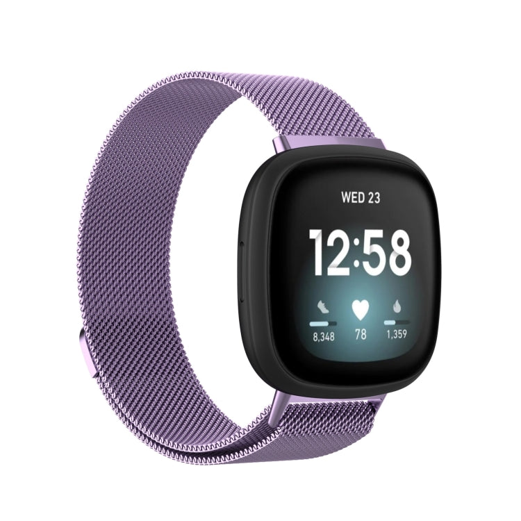 For Fitbit Versa 4 Milanese Magnetic Metal Weave Watchband, Small Size(Light Purple) -  by PMC TechLife | Online Shopping South Africa | PMC TechLife