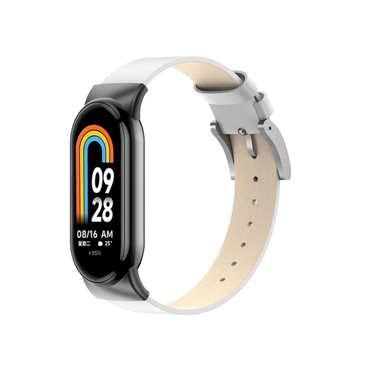 For Xiaomi Mi Band 8 Leather Replacement Watch Band(White) -  by PMC TechLife | Online Shopping South Africa | PMC TechLife