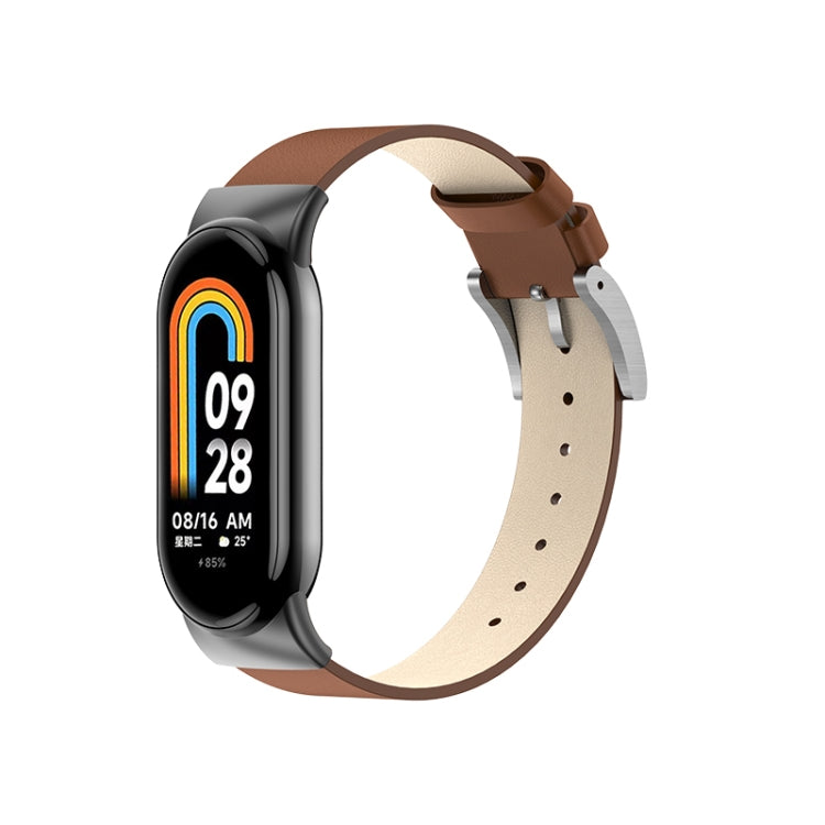 For Xiaomi Mi Band 8 Leather Replacement Watch Band(Brown) -  by PMC TechLife | Online Shopping South Africa | PMC TechLife