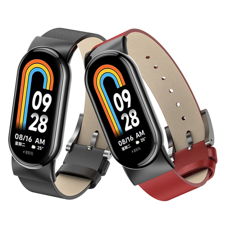For Xiaomi Mi Band 8 Leather Replacement Watch Band(Brown) -  by PMC TechLife | Online Shopping South Africa | PMC TechLife