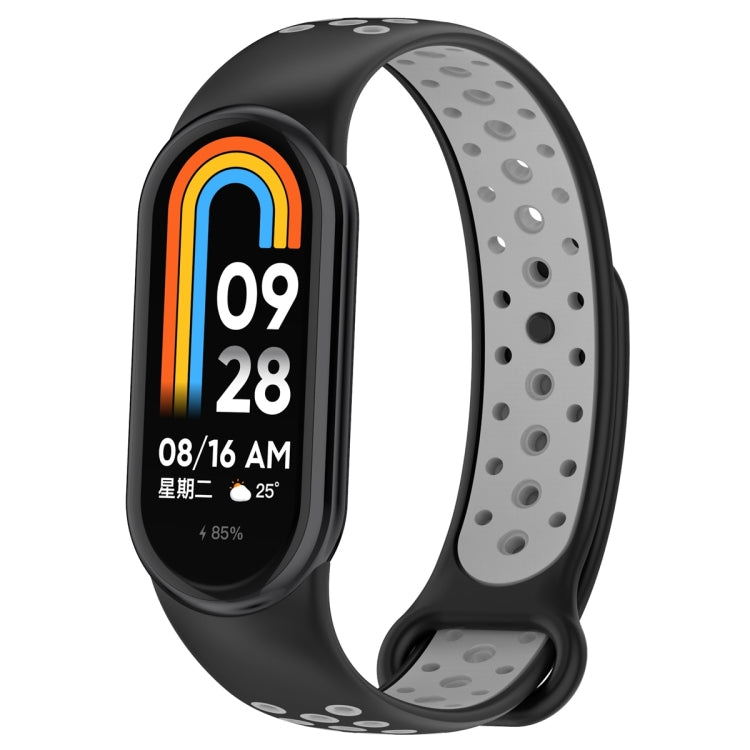 For Xiaomi Mi Band 8 Sports Two Color Silicone Watch Band(Black Grey) -  by PMC TechLife | Online Shopping South Africa | PMC TechLife