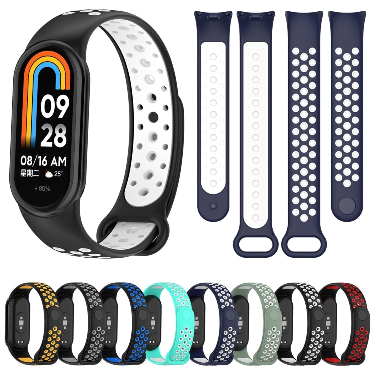 For Xiaomi Mi Band 8 Sports Two Color Silicone Watch Band(Light Green White) -  by PMC TechLife | Online Shopping South Africa | PMC TechLife
