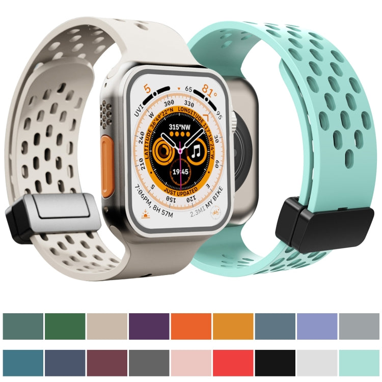 Magnetic Clasp Silicone Watch Band For Apple Watch Ultra 49mm / Series 8&7 45mm / SE 2&6&SE&5&4 44mm / 3&2&1 42mm(Yellow) -  by PMC TechLife | Online Shopping South Africa | PMC TechLife