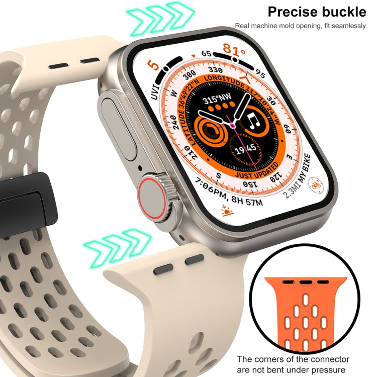 Magnetic Clasp Silicone Watch Band For Apple Watch Ultra 49mm / Series 8&7 45mm / SE 2&6&SE&5&4 44mm / 3&2&1 42mm(White) -  by PMC TechLife | Online Shopping South Africa | PMC TechLife