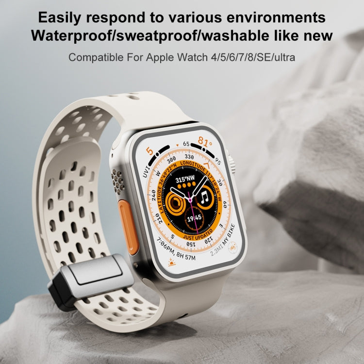 Magnetic Clasp Silicone Watch Band For Apple Watch Ultra 49mm / Series 8&7 45mm / SE 2&6&SE&5&4 44mm / 3&2&1 42mm(Yellow) -  by PMC TechLife | Online Shopping South Africa | PMC TechLife