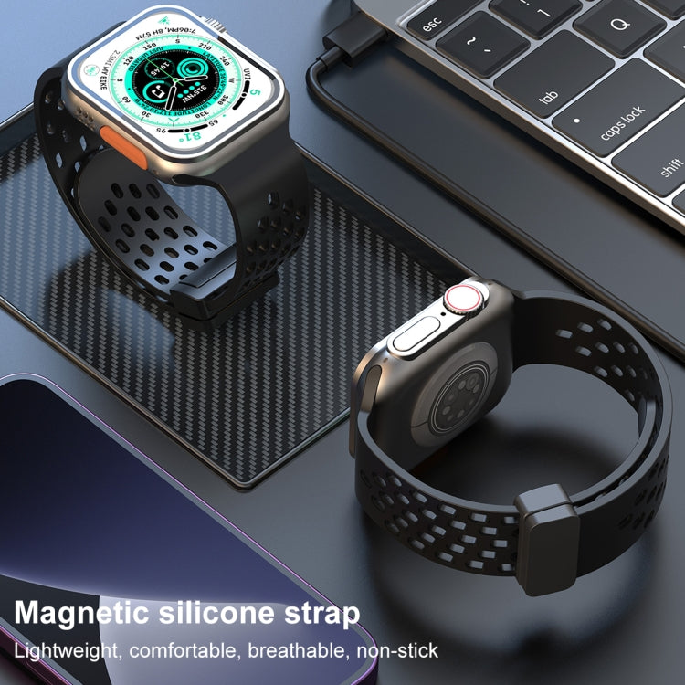 Magnetic Clasp Silicone Watch Band For Apple Watch Ultra 49mm / Series 8&7 45mm / SE 2&6&SE&5&4 44mm / 3&2&1 42mm(Pine Green) -  by PMC TechLife | Online Shopping South Africa | PMC TechLife