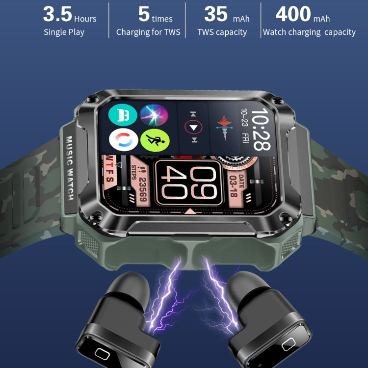 OVISEN T93 1.96 inch IPS Screen 2 in 1 Bluetooth Headset Smart Watch, Supports Blood Oxygen Monitoring/Bluetooth Music(Silver) - Smart Watches by PMC TechLife | Online Shopping South Africa | PMC TechLife