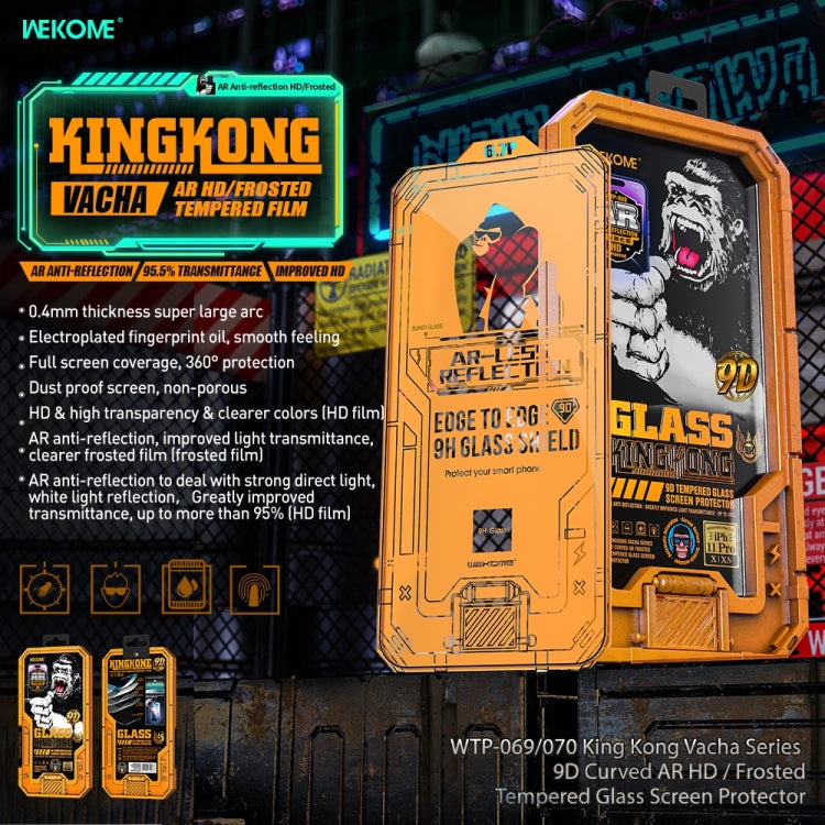 For iPhone 14 Pro WK WTP-070 King Kong Vacha 9D Curved AR Frosted Tempered Glass Film(Black) - iPhone 14 Pro Tempered Glass by WK | Online Shopping South Africa | PMC TechLife | Buy Now Pay Later Mobicred