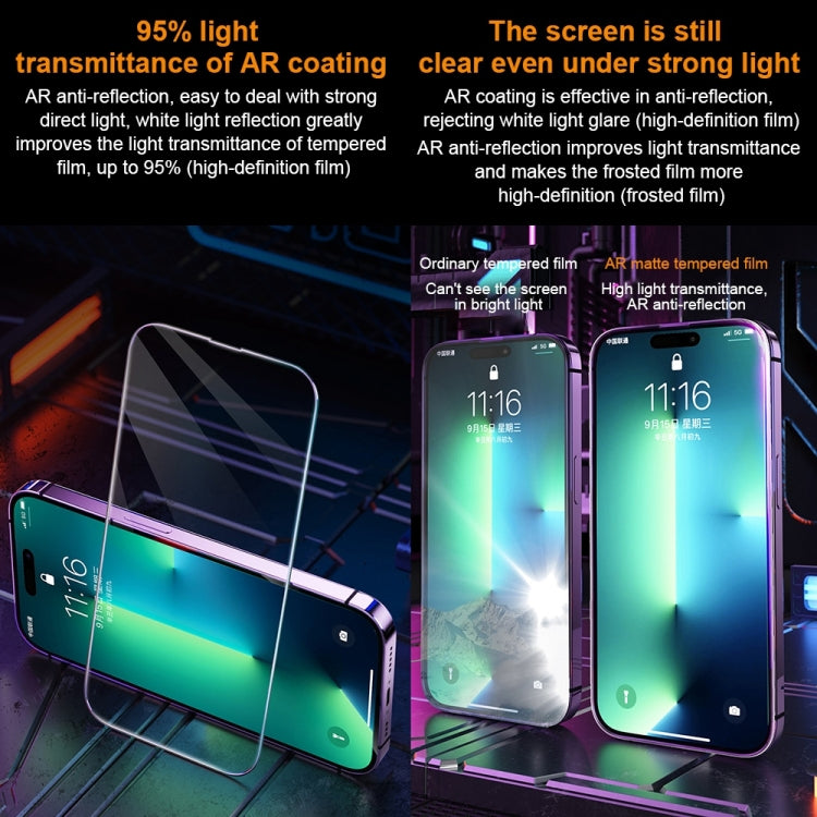 For iPhone 14 Pro WK WTP-070 King Kong Vacha 9D Curved AR Frosted Tempered Glass Film(Black) - iPhone 14 Pro Tempered Glass by WK | Online Shopping South Africa | PMC TechLife | Buy Now Pay Later Mobicred